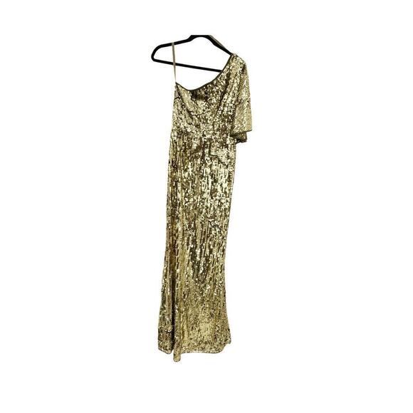 Mac Duggal Embellished Cap Sleeve Cowl Neck Trumpet Gown Golden Size 6 NWT - Picture 10 of 12